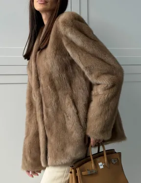 Женский норковый полушубок пастель