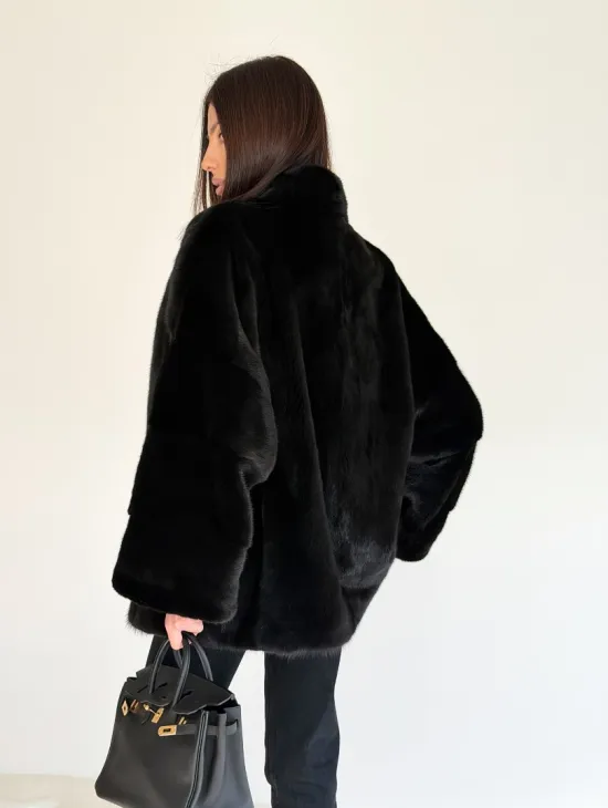 Женский норковый жакет - черный