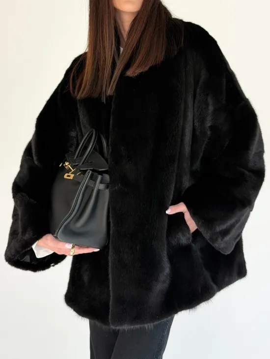 Женский норковый жакет - черный