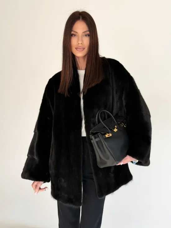 Женский норковый жакет - черный