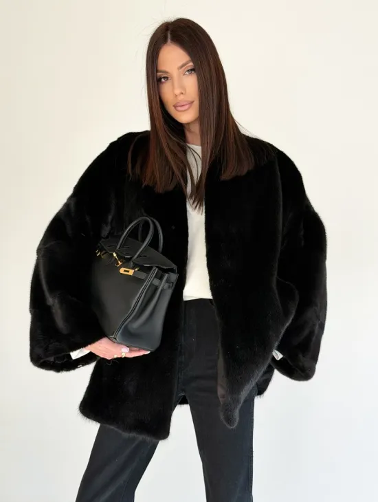 Женский норковый жакет - черный