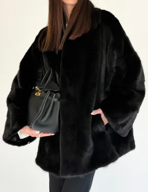 Женский норковый жакет - черный