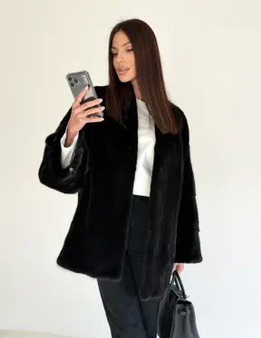 Женский норковый жакет - черный