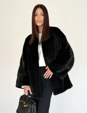 Женский норковый жакет - черный