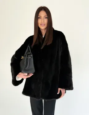 Женский норковый жакет - черный