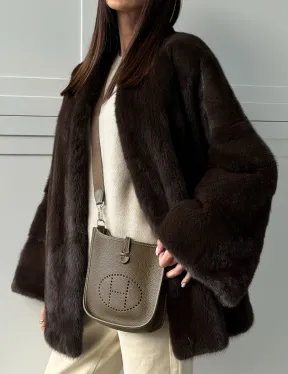 Меховой жакет из норки V- образный воротник