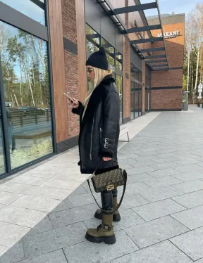 Дубленка авиатор удлиненная