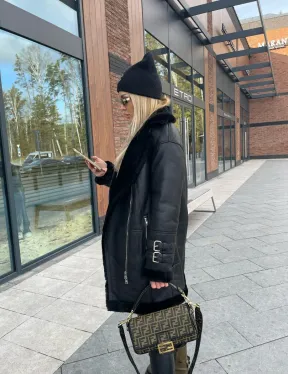 Дубленка авиатор удлиненная