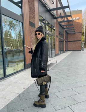 Дубленка авиатор удлиненная