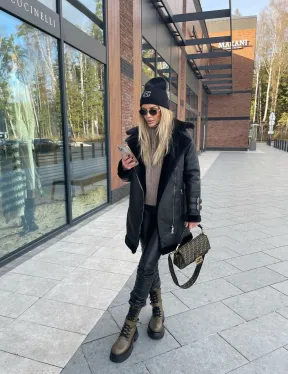 Дубленка авиатор удлиненная