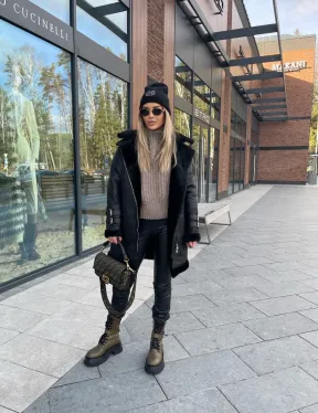 Дубленка авиатор удлиненная