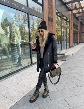 Дубленка авиатор удлиненная