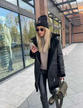 Дубленка авиатор удлиненная