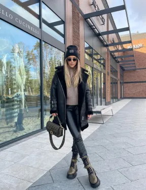 Дубленка авиатор удлиненная