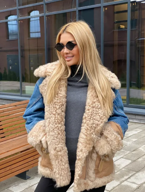 Куртка джинсовая с отделкой из натуральной овчины