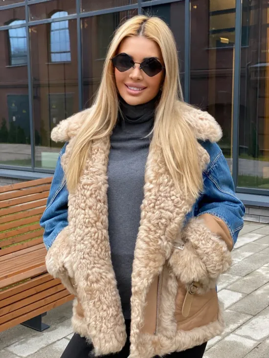 Куртка джинсовая с отделкой из натуральной овчины