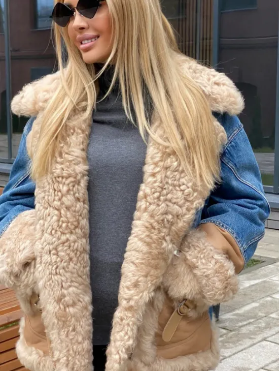 Куртка джинсовая с отделкой из натуральной овчины