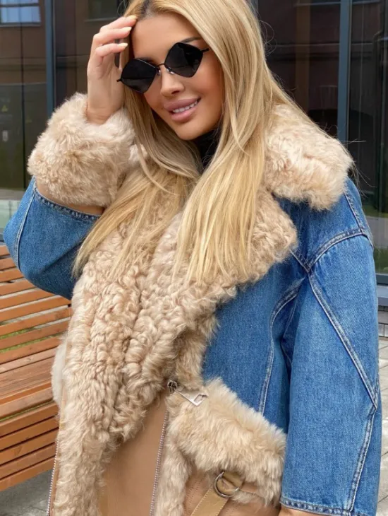 Куртка джинсовая с отделкой из натуральной овчины