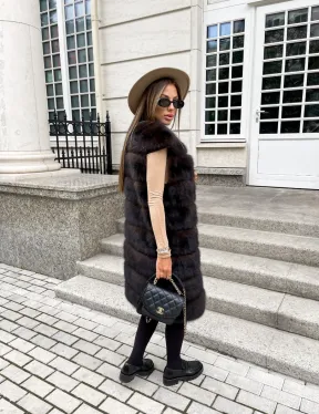 Жилет из куницы в цвете соболь