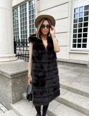 Жилет из куницы в цвете соболь