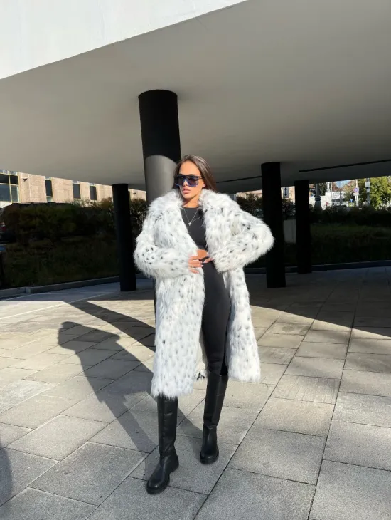 Шуба из экомеха под рысь