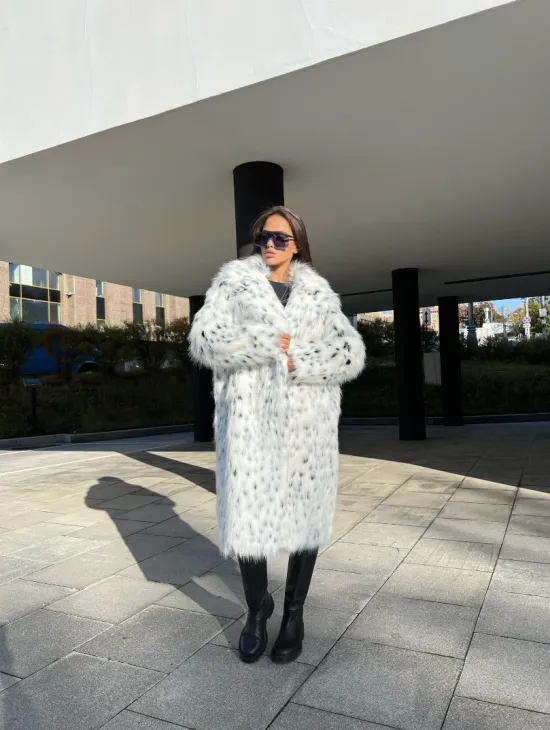 Шуба из экомеха под рысь