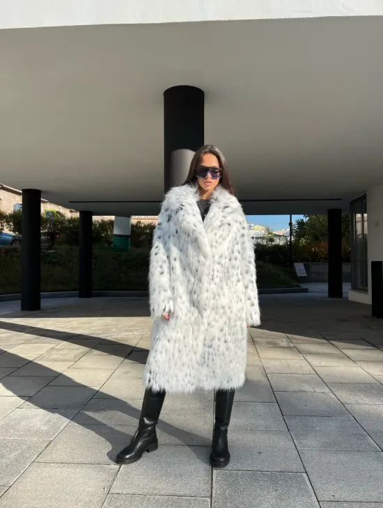 Шуба из экомеха под рысь