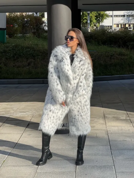 Шуба из экомеха под рысь