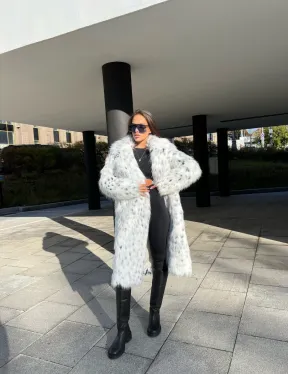 Шуба из экомеха под рысь