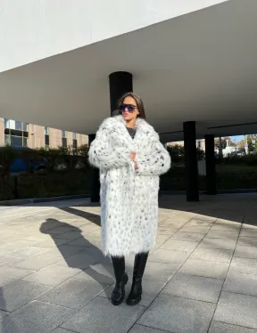 Шуба из экомеха под рысь