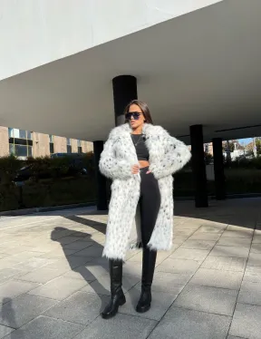 Шуба из экомеха под рысь