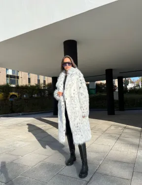 Шуба из экомеха под рысь