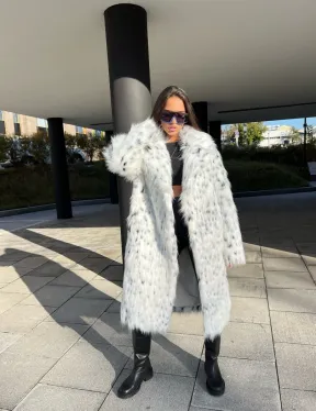 Шуба из экомеха под рысь