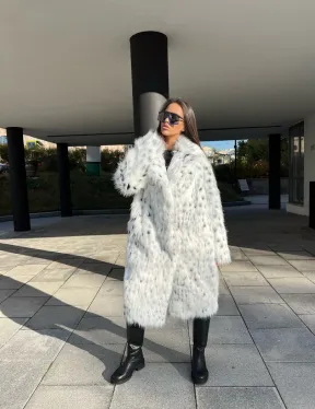 Шуба из экомеха под рысь