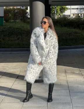 Шуба из экомеха под рысь