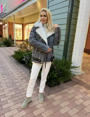 Дубленка - авиатор из винтажной кожи