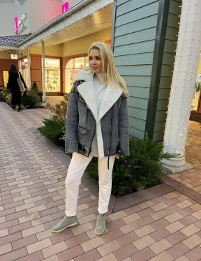 Дубленка - авиатор из винтажной кожи