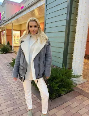 Дубленка - авиатор из винтажной кожи