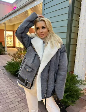 Дубленка - авиатор из винтажной кожи