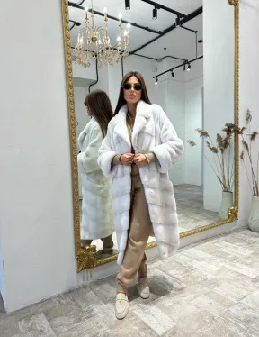 Шуба из плюшевой аукционной норки Velvet - цвет жемчуг