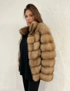 Шуба из меха куницы на молнии