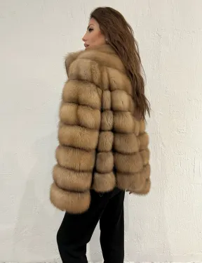 Шуба из меха куницы на молнии