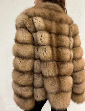 Шуба из меха куницы на молнии