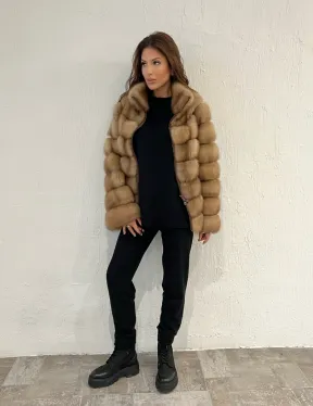 Шуба из меха куницы на молнии