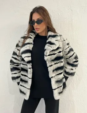 Короткая шуба из меха орилага под шиншиллу