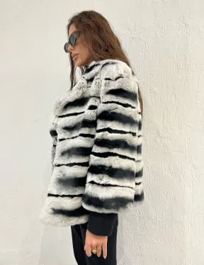 Короткая шуба из меха орилага под шиншиллу