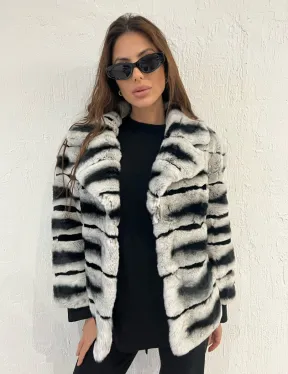 Короткая шуба из меха орилага под шиншиллу