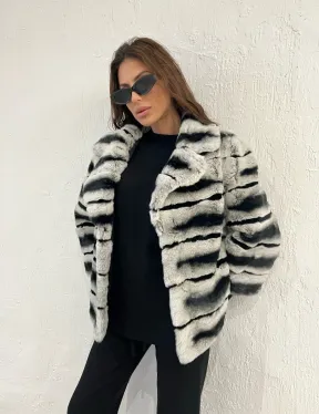 Короткая шуба из меха орилага под шиншиллу