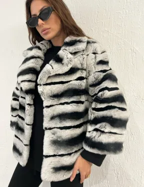 Короткая шуба из меха орилага под шиншиллу