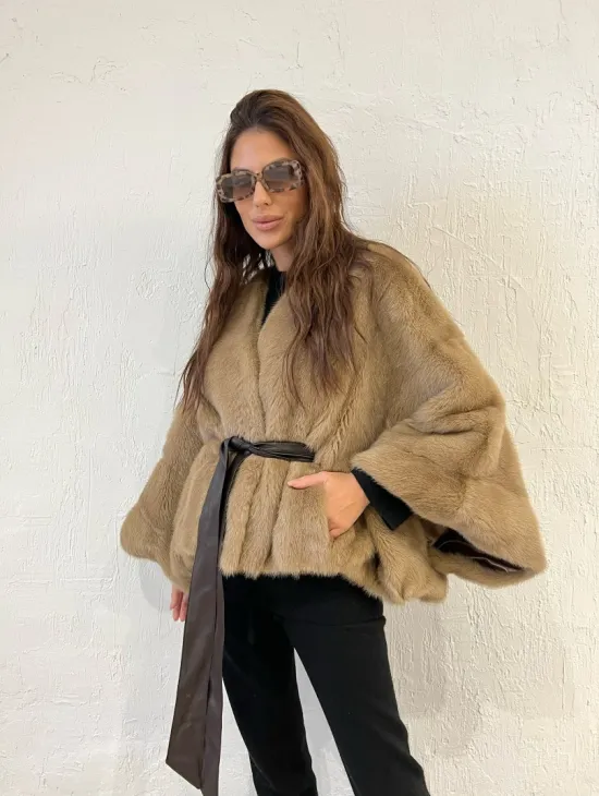 Болеро из меха норки цвет пастель